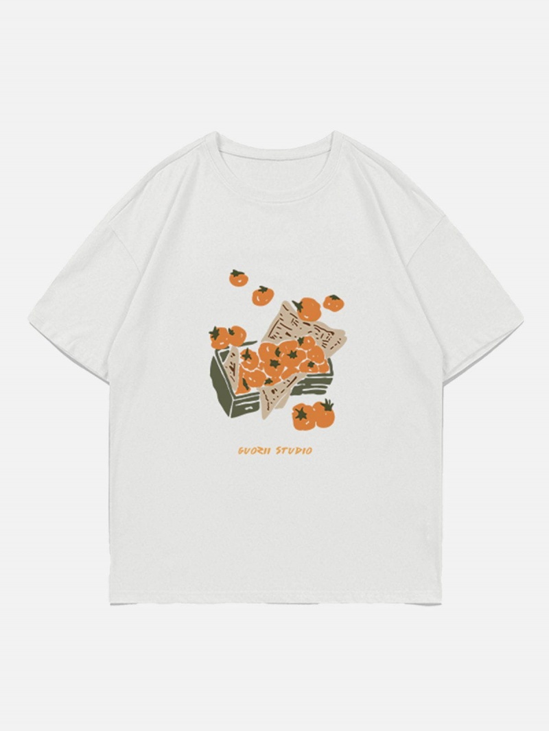 T Shirts Aelfric Eden Tomatoes Print Tee Abricot | ZST-32519600